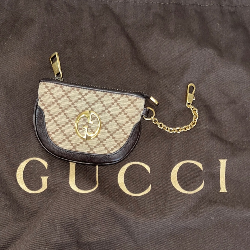 Authentic Gucci diamanté 1973 logo coin mini purse